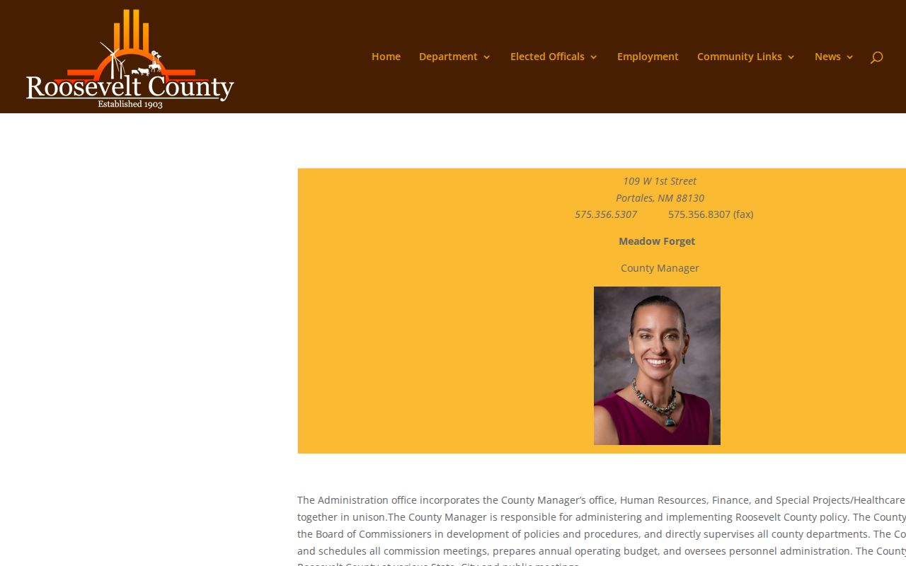 Roosevelt County courthouse address and administration page