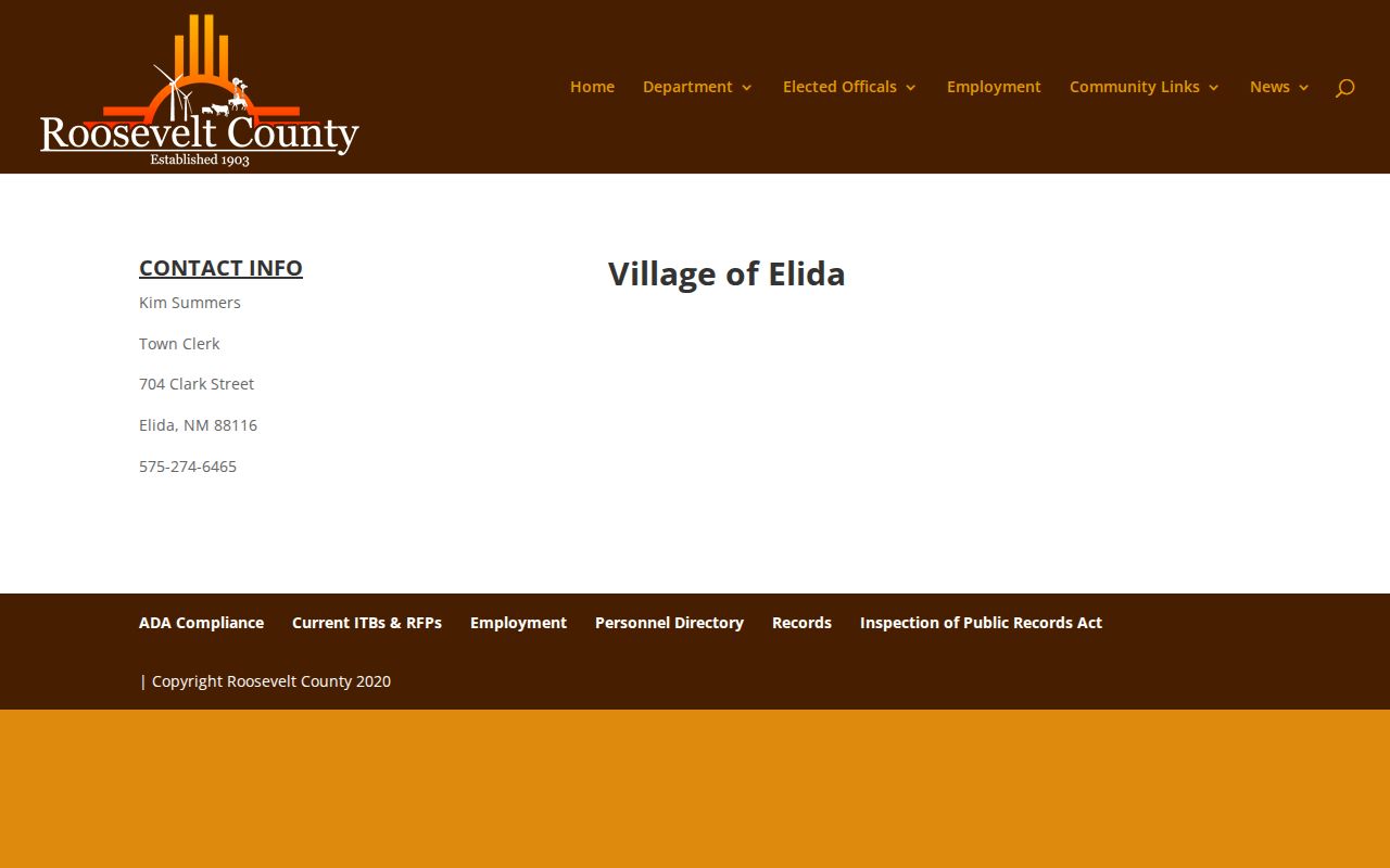 Roosevelt County hosted Town of Elida local profile