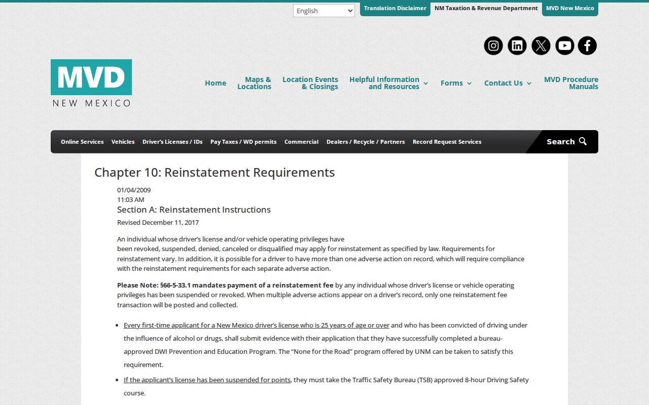 New Mexico MVD failure-to-appear court-clearance guidance